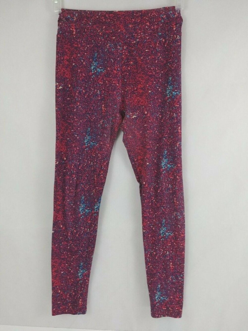 LulaRoe One Size Leggings Blue & Pink Paint Splatter Speckle Dots Design